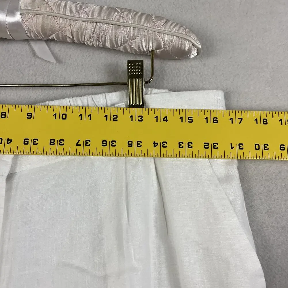 Quince European Linen Luxe Pleated White Trouser Pants Women's Size Medium